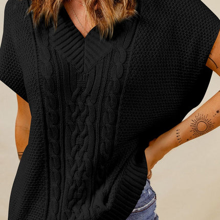 Cable-Knit V-Neck Sweater Vest