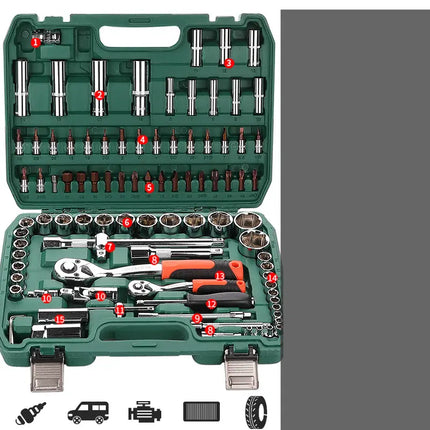 Multi-functional wrench set / dull wrench set open-end wrench set 150-piece set quick wrench combination