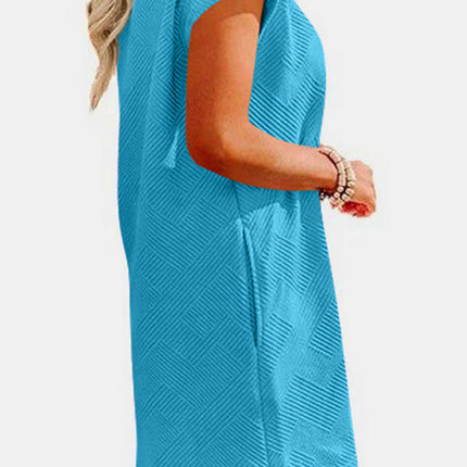 Textured Round Neck Cap Sleeve Dress