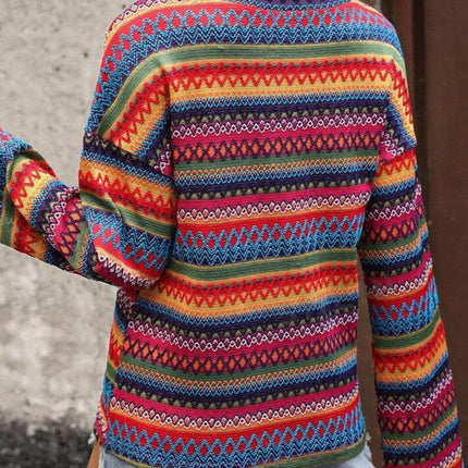 Contrast Round Neck Long Sleeve Top