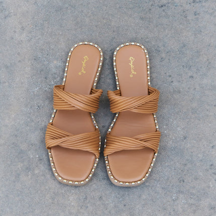 Qupid Summertime Fine Double Strap Twist Sandals