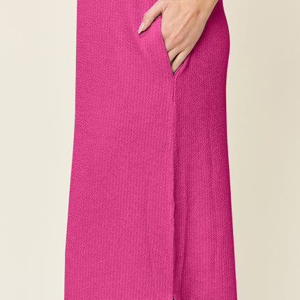 Double Take Full Size Texture Mock Neck Sleeveless Maxi Dress