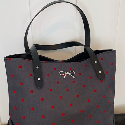 Polyester Bow Polka Dot Tote Bag