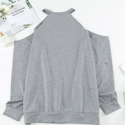 Cold Shoulder Long Sleeve Sweatshirt