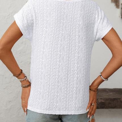 Mandy Eyelet Round Neck Short Sleeve Top