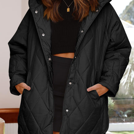 Slit Snap Down Long Sleeve Hooded Jacket