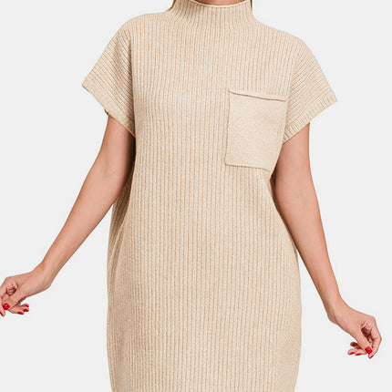 Zenana Short Sleeve Sweater Mini Dress