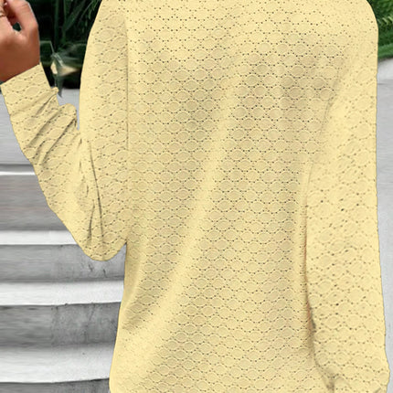 Eyelet Notched Long Sleeve T-Shirt