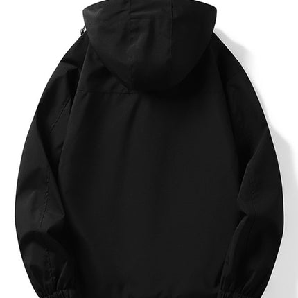 Contrast Zip Up Hooded Trench Coat with Liner