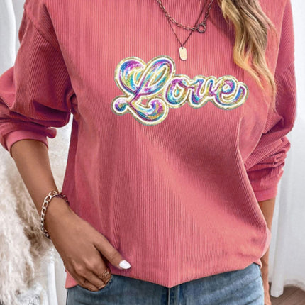 Valentine's Day LOVE Round Neck Long Sleeve Sweatshirt