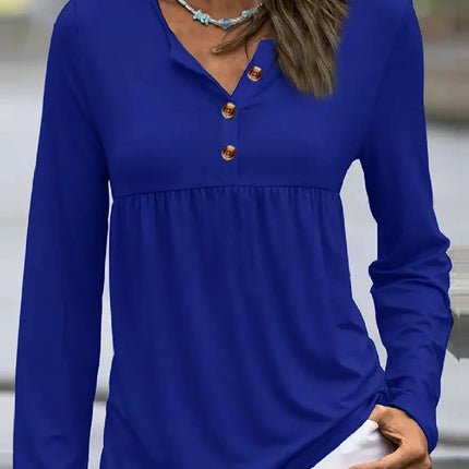 Half Button Long Sleeve T-Shirt