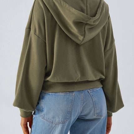 Devine Drawstring Zip Up Long Sleeve Hoodie