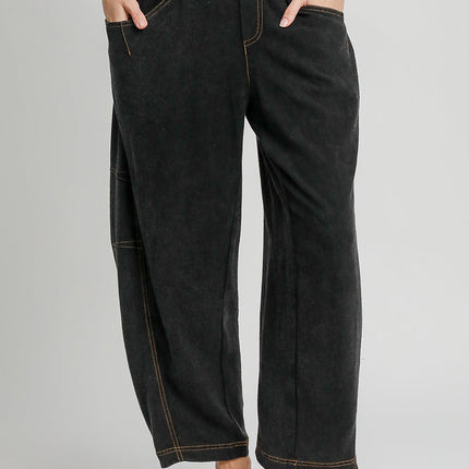 Umgee Elastic Waist Baggy Fit Pants with Pockets