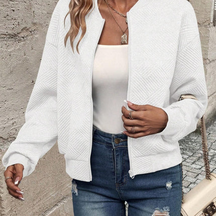 Textured Zip Up Long Sleeve Jacket
