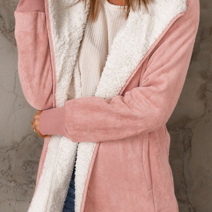 Open Front Long Sleeve Sherpa Jacket