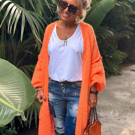 Letter Dropped Shoulder Long Sleeve Cardigan - Vickie Lynn's