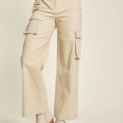 Davi & Dani Flap Pocket Mid Rise Cargo Pants