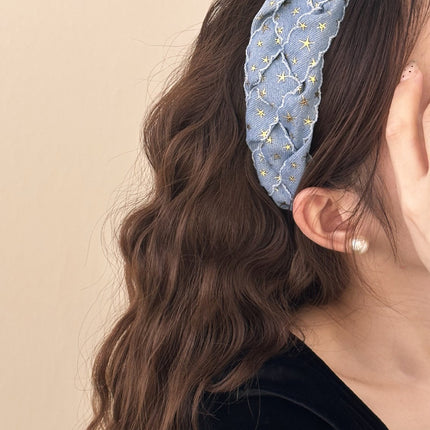 Star Braided Wide Denim Headband