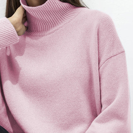 Turtleneck Drop Shoulder Long Sleeve Sweater