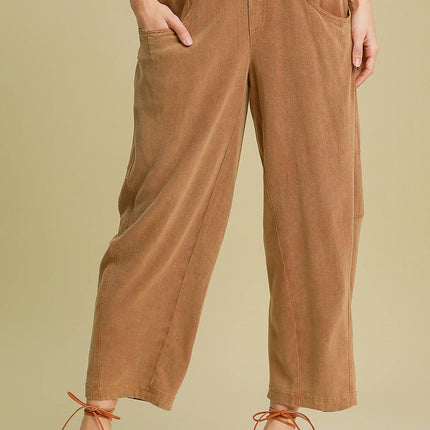 Umgee Elastic Waist Baggy Fit Pants with Pockets