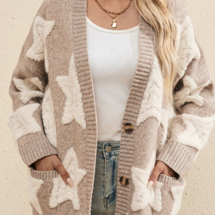 Sherpa Star V-Neck Cardigan with Pockets