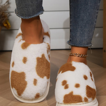 Animal Print Faux Fur Slippers