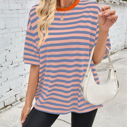 Lovelet Striped Round Neck Half Sleeve T-Shirt