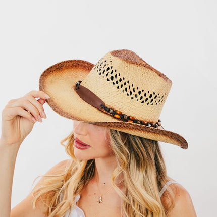 Fame Cutout Wide Brim Straw Hat