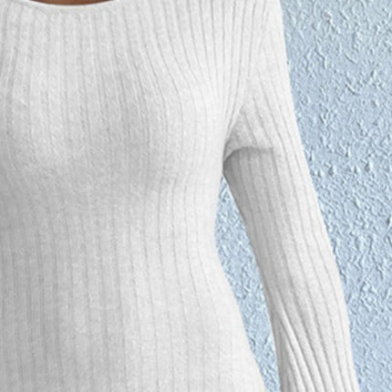 Backless Round Neck Long Sleeve Sweater Dress