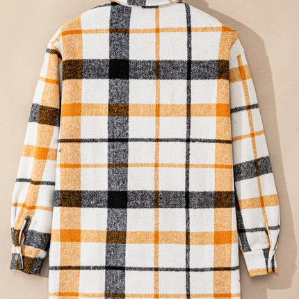 Plaid Snap Down Collared Neck Shacket