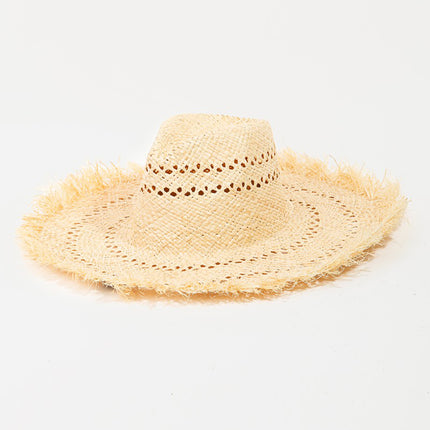 Fame Openwork Raw Hem Weave Hat