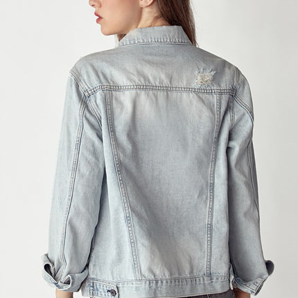 RISEN Distressed Button Up Jacket