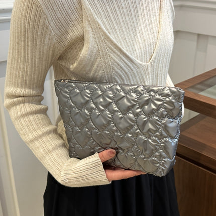 Ruched Heart Clutch with Zipper