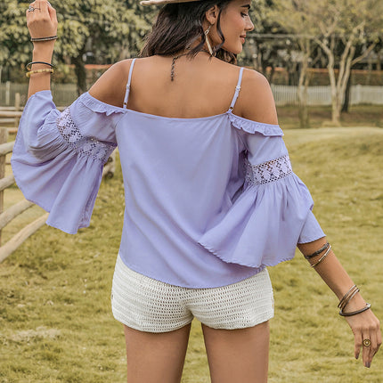 Square Neck Flare Sleeve Blouse