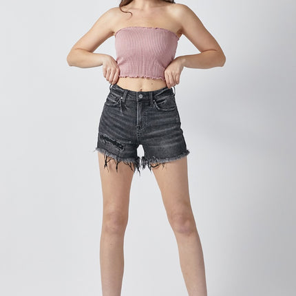 RISEN Raw Hem Denim Shorts with Pockets