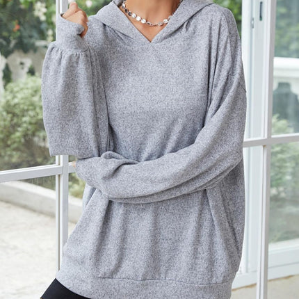 Long Sleeve Dropped Shoulder Hoodie with Ears