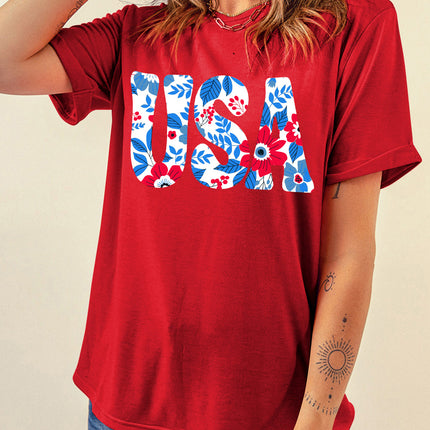 USA Round Neck Short Sleeve T-Shirt