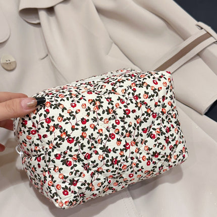 Floral Quilted Clutch with Plaid Lining