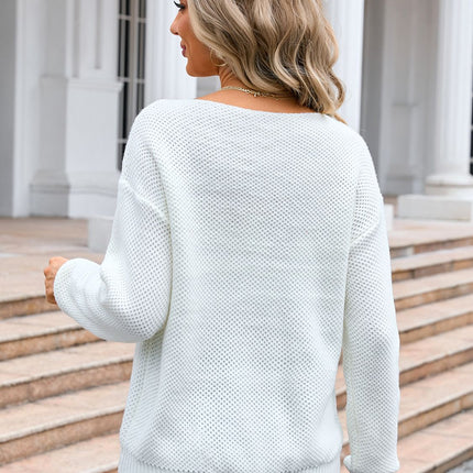 Decor Button Drop Shoulder Knit Top