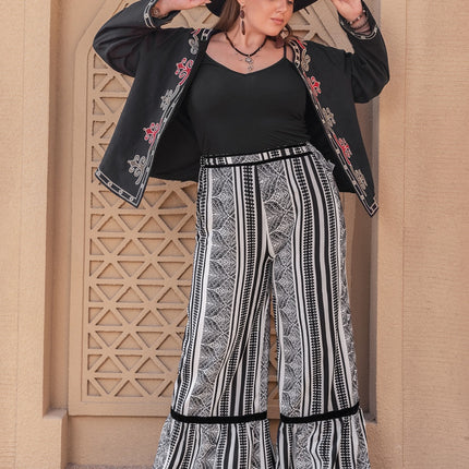 Plus Size Printed Wide Leg Pants