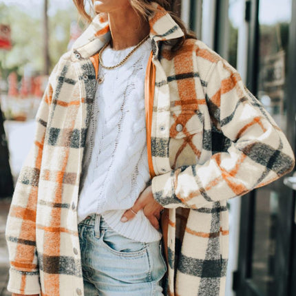 Plaid Snap Down Collared Neck Shacket