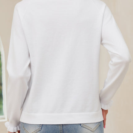 Decorative Button Turtleneck Long Sleeve T-Shirt