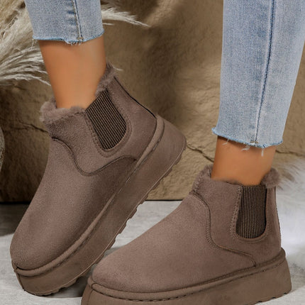 Suede Round Toe Platform Boots