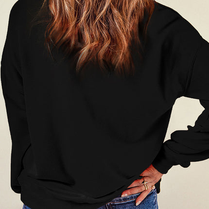 Letter Graphic Round Neck Long Sleeve Sweatshirt