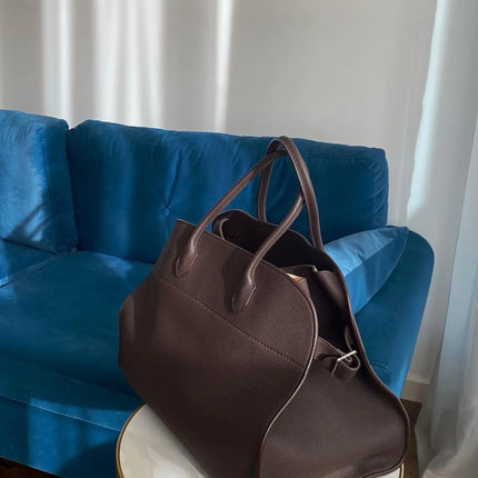 2023 Margaux15 Handbag Cowhide High-Capacity Commuter Bag the Suede Row lcu Soft