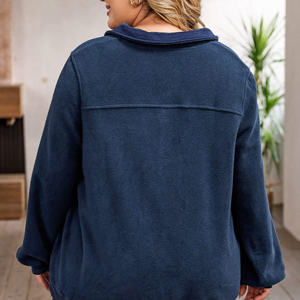 Plus Size Quarter Snap Long Sleeve Sweatshirt