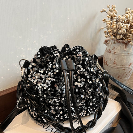 Sequin Drawstring Bucket Bag