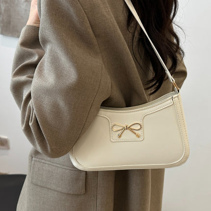 Bow Trim PU Leather Shoulder Bag