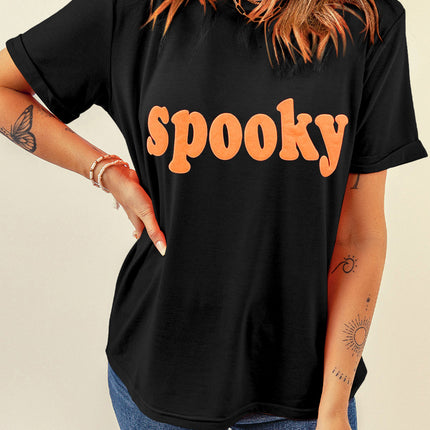 SPOOKY Round Neck Short Sleeve T-Shirt