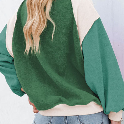 Color Block Round Neck Long Sleeve Sweatshirt